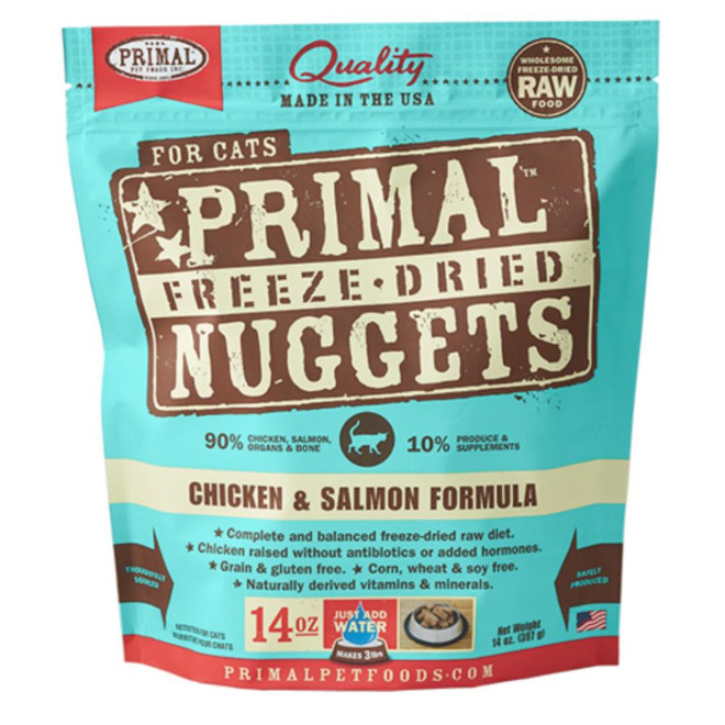 PRIMAL CAT NUGGETS CHICKEN SALMON FD 14OZ