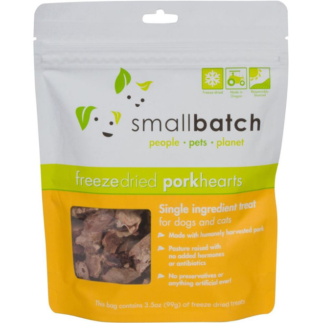 SMALLBATCH DOG CAT HEARTS PORK FD TREAT 3.5OZ