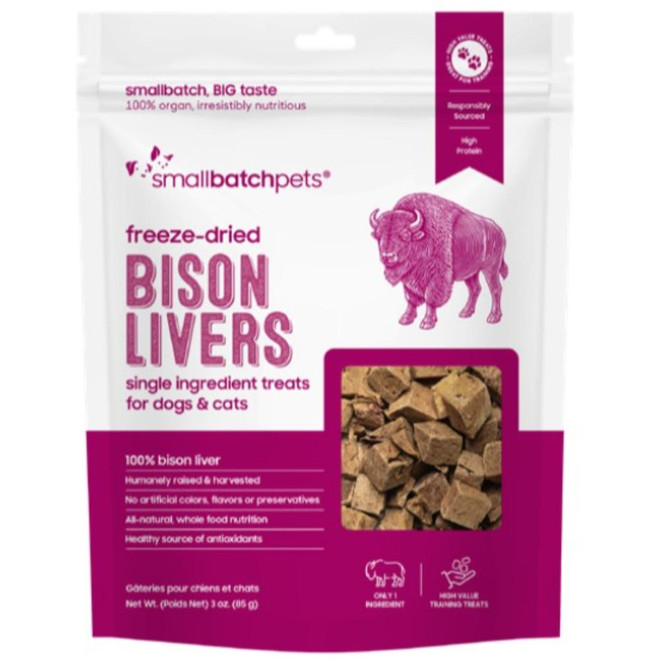 SMALLBATCH DOG CAT LIVER BISON FD TREAT 3OZ