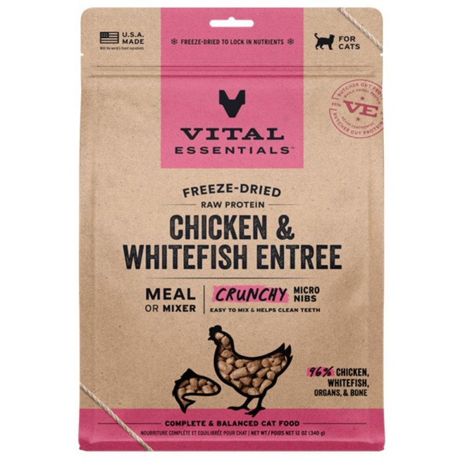 VE CAT CRUNCHY MICRO NIBS CHICKEN WHITEFISH FD 12OZ