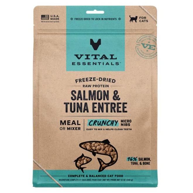 VE CAT CRUNCHY MICRO NIBS SALMON TUNA FD 12OZ