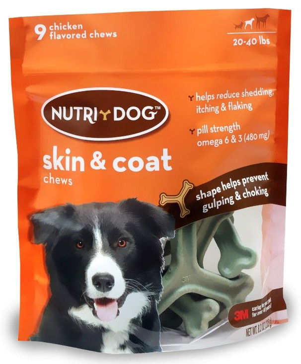 3M Nutri-Dog Skin And Coat Chews Medium (9 ct)