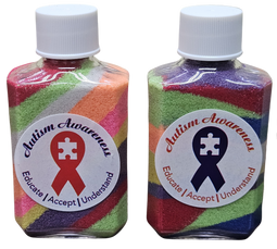 Autism awareness sand art bottles