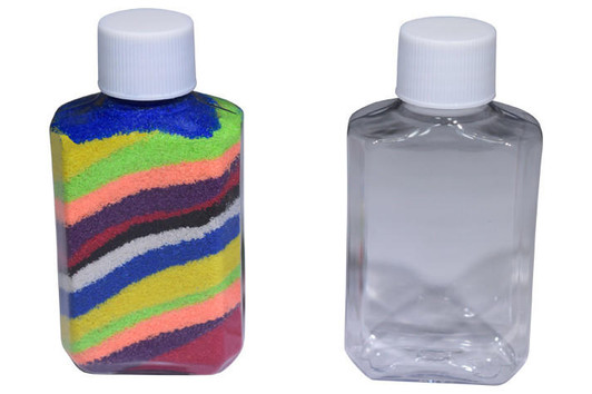 Closeout Square Bottle 800 Ct Case – Bulk Plastic Sand Art Bottles with White Caps for DIY Crafts