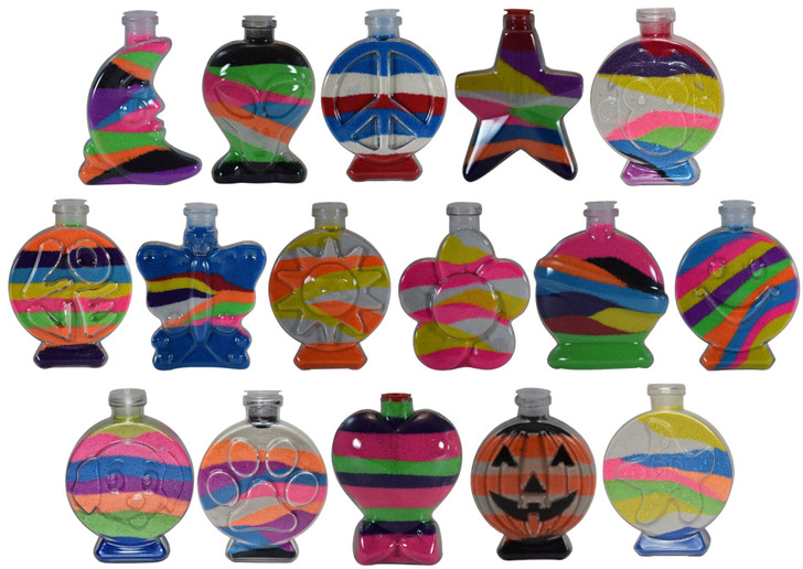 16 Different sand art bottles