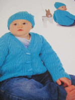 PETER PAN KNITTING LEAFLET,NO P1187, SIZE 41-61 CM,DK,CARDI AND HAT