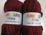FUNKY, 100GRS SCARF YARN,BURGUNDY GLITTER MIX,LARGE MESH,SALE