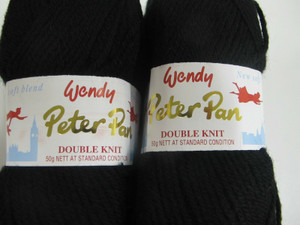 WENDY PETER PAN DK YARN, LICORICE/BLACK,50GR,NO 914