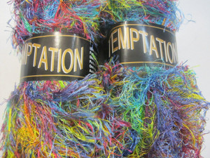 TEMPTATION FAUX FUR YARN, BLUES/YELLOW,50GR,NO 216,SCARF YARN,ITALIAN