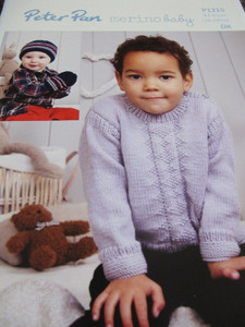 PETER PAN KNITTING LEAFLET,NO P1215, SIZE 41-61 CM,DK,JUMPER,HAT AND MITTS