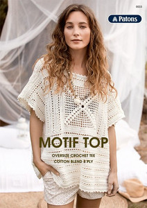 PATONS CROCHET MOTIF TOP,NO 23,COTTON BLEND 8 PLY