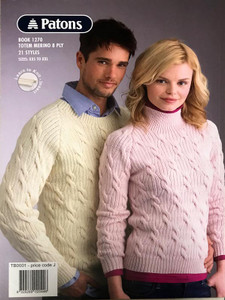 Totem 8 Ply Ribs & Cables Men & Women - 21 Designs - Patons Knitting Pattern (1270)