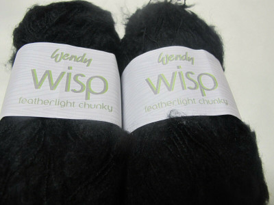 WENDY WISP YARN, BLACK 50GRS,FEATHERLIGHT CHUNKY,
