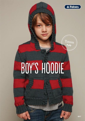 PATONS BOYS HOODIE LEAFLET KNITTING PATTERN NO 0017