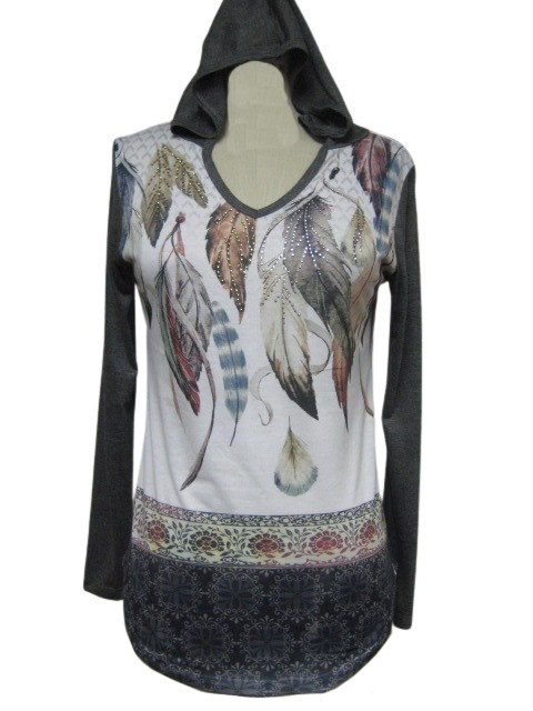 Feather dance  Ladies Top w/ hood