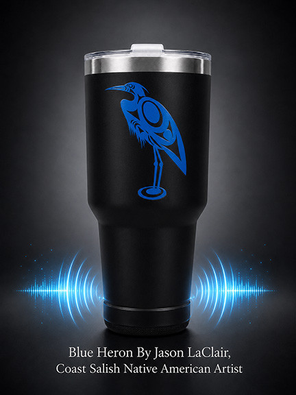Jason LaClair  Blue tooth speaker mug Blue Heron