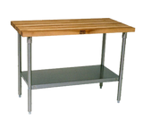 John Boos SNS13 36"W x 36"D x 35.25"H With Stainless Steel Legs And Adjustable Undershelf Wood Top Work Table