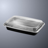 CTC 50-2030 48 Oz. Black Plastic Rectangle Takeout Containers