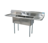 BK Resources BKS-2-20-12-18T 76" W x 25.81" D 18 Ga. Stainless Steel 2 Compartments Sink