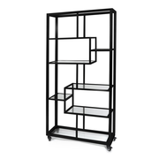 Eastern Tabletop ST1763MB 35-1/2”W x 14”D x 73”H Square Black Stainless Steel Square Mobile Back Bar Display