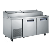 Admiral Craft USPZ-2D 71" W 2-Section 2 Doors U-STAR Refrigerated Pizza Prep Table - 4.9 Amps