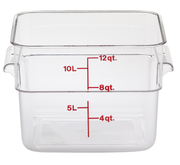 Cambro 12SFSCW135 12 qt Clear Square CamSquare Food Container with Red Graduation