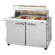 Turbo Air PST-48-18-N-CL 48.25" W Two-Section Two Door PRO Series Mega Top Sandwich/Salad Prep Table with Clear Lid