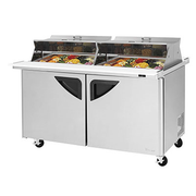 Turbo Air TST-60SD-24-N-DS 60.25" W Two-Section Two Door Super Deluxe Sandwich/Salad Mega Top Unit with Dual Sided Lids