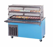 Piper Products R3-CM 50"L x 30"W x 36"H (3) Pan Size Stainless Steel Top Refrigerated Cold Pan Unit Enclosed Base Mobile Modular Reflections Serving Counter