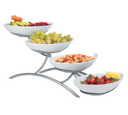 Cal-Mil PP2000-13 7"L x 19"W x 9"H Oval Black Metal Bowl Display