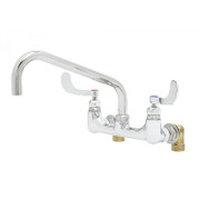 T&S Brass B-0290-04 Big-Flo Mixing Faucet wall mount 8" adjustable centers 12" swing nozzle with plain end outlet 4" wrist handles with color coded indexes