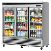 Turbo Air TSR-72GSD-N 81.88" W Three-Section Glass Door Super Deluxe Glass Door Refrigerator