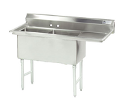 Advance Tabco FC-2-2424-24R-X 73" - 90" 16-Gauge Stainless Steel Two Compartment Right Drain Fabricated Sink