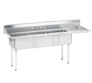 Advance Tabco FE-3-1812-18R-X 74.5" W 18 Gauge Galvanized Base Special Value Fabricated Sink