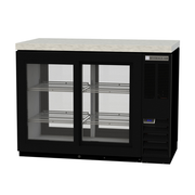 Beverage Air BB48HC-1-GS-PT-B-27 48"W Two-Section Glass Door Refrigerated Pass-Thru Back Bar Refrigerator