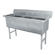 Advance Tabco FC-3-2424-X 77" W 16 Gauge Stainless Steel Base Special Value Fabricated Sink