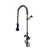 T&S Brass B-0113-V-B08C Easyinstall Pre-Rinse Unit Single-Deck Mount Base Mixing Faucet Flexible Supply Hose 24"