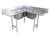 Advance Tabco 94-K6-18D-X 54" - 62" Stainless Steel 3 Compartment Corner Sink