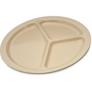 Carlisle KL10225 10" Dia. Plastic Round Kingline 3-Compartment Plate
