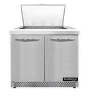 Continental Refrigerator D36N12M-FB 36" W Two-Section Two Door Designer Line Mighty Top Sandwich Unit