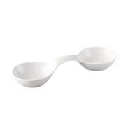 CAC China CN-W2 3 Oz. Super White Porcelain Accessories Leaf Duo Dish (2 Dozen Per Case)