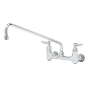 T&S Brass B-0230-BST Sink Mixing Faucet 18" swing nozzle wall mounted 8" centers on sink faucet with 1/2" IPS eccentric flanged female inlets