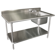 Advance Tabco KMS-11B-306R-X 72"W x 30"D Stainless Steel Top Galvanized Adjustable Undershelf Work Table