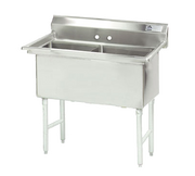 Advance Tabco FC-2-1515-X 27" - 39" 16-Gauge Stainless Steel Two Compartment Fabricated Sink