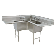 Advance Tabco FC-K6-18D-X 57" W 16 Gauge Stainless Steel Base Special Value Fabricated NSF Corner Sink