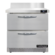 Continental Refrigerator SW32NBS-FB-D 32"W Two Drawer Stainless Steel Work Top Refrigerator With 5 1/2" Backsplash