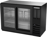 Beverage Air BB48HC-1-F-GS-B 48"W Two-Section Glass Door Refrigerated Food Rated Back Bar Storage Cabinet