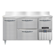 Continental Refrigerator DRA60NSSBS-D 60"W Two Drawer and Two Door Stainless Steel Designer Line Refrigerated Base Worktop Unit With 6"H Backsplash