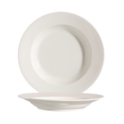 CAC China 101-120 12" Dia. 22 Oz. Porcelain Bone White Round Lincoln Soup Plate (1 Dozen)