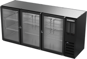 Beverage Air BB72HC-1-G-B 72"W Three-Section Glass Door Refrigerated Back Bar Storage Cabinet